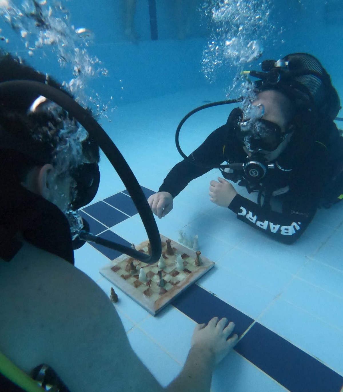 Black and white - Underwater chess in Chennai: Scuba divers play chess  under sea
