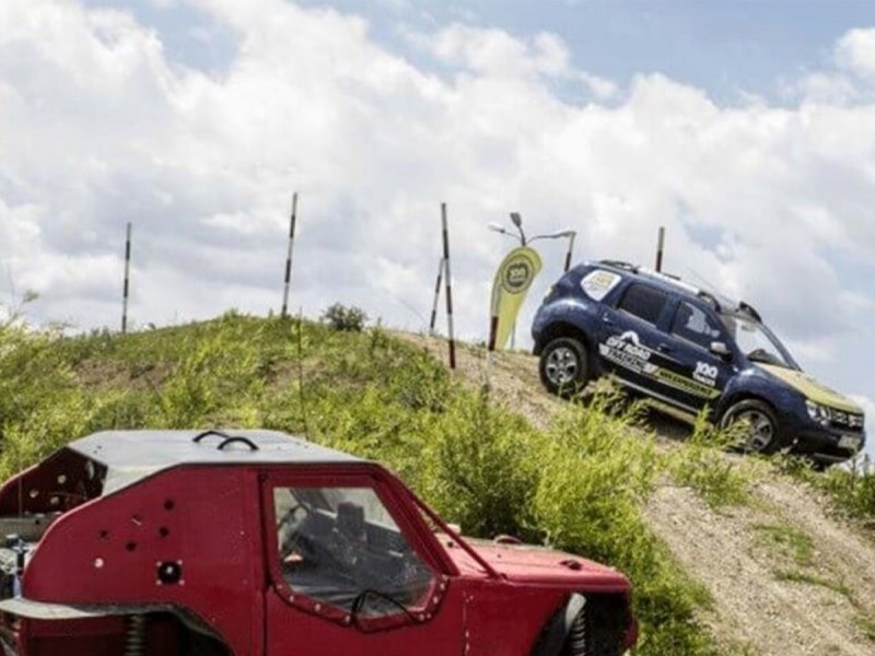 Offroad trail with a 4X4 competition car