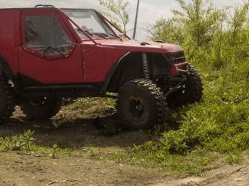 Offroad trail with a 4X4 competition car