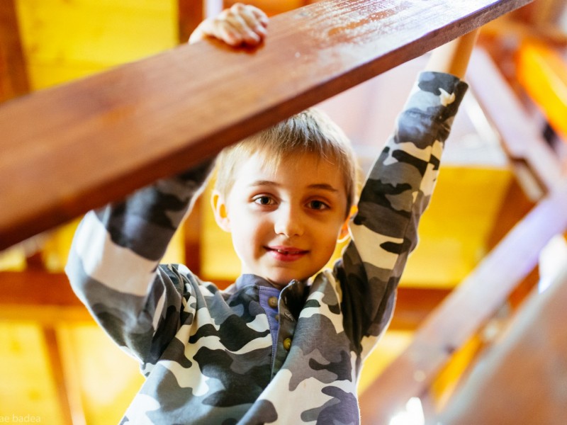 Climbing initiation for father and son in Bucharest