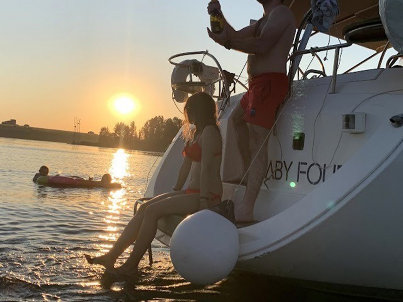 Romantic sunset sailboat ride on the Black Sea