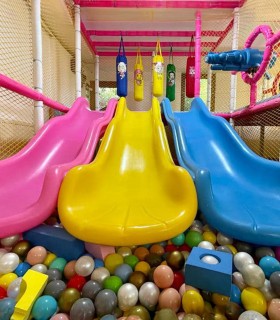 Party at a children's playground with heated pool