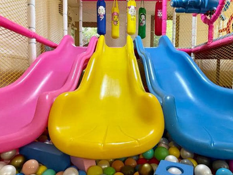 Party at a children's playground with heated pool