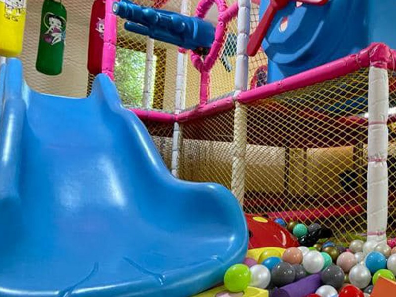 Party at a children's playground with heated pool