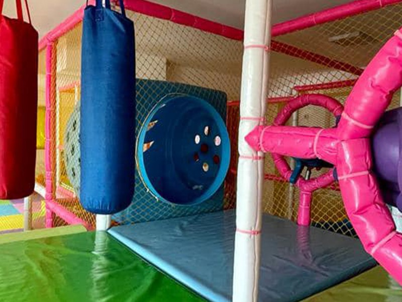 Party at a children's playground with heated pool