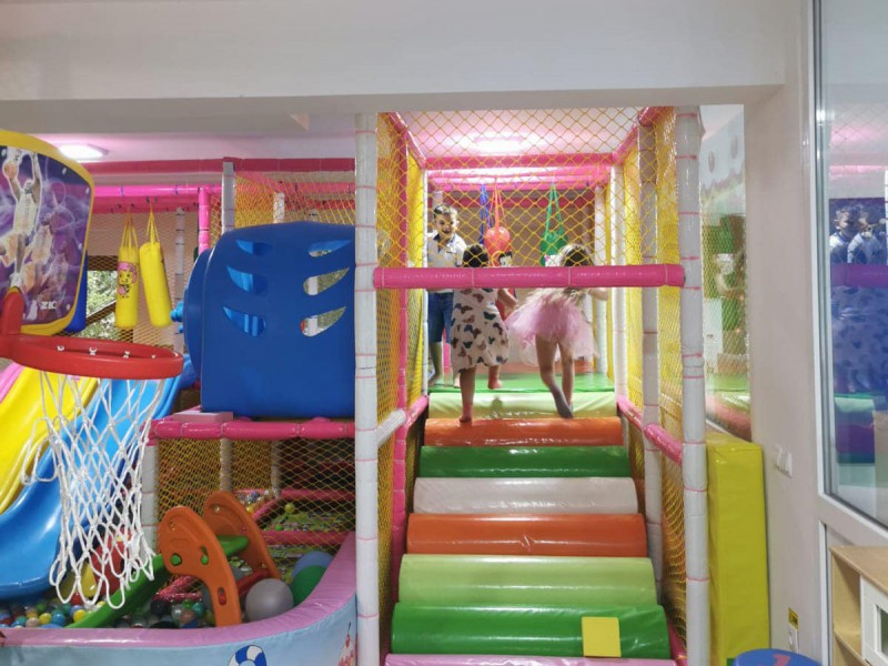 Party at a children's playground with heated pool
