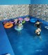 Party at a children's playground with heated pool