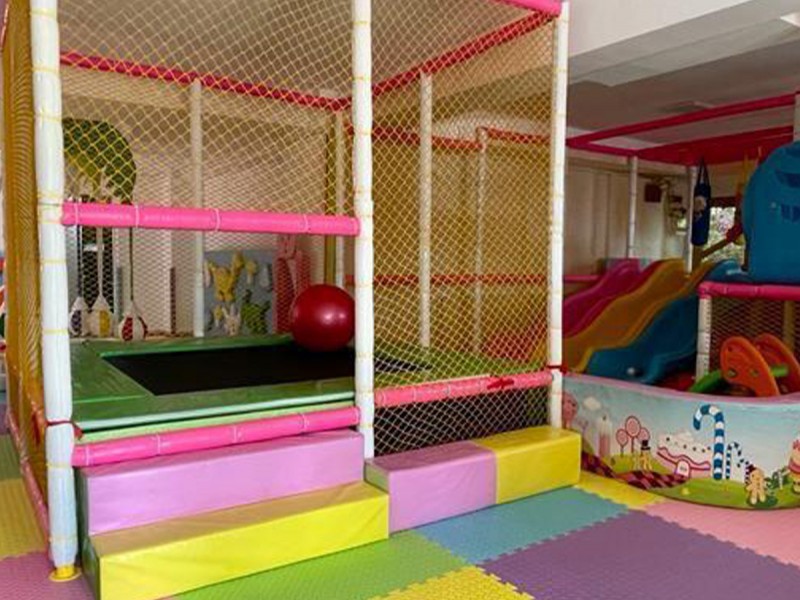 Party at a children's playground with heated pool