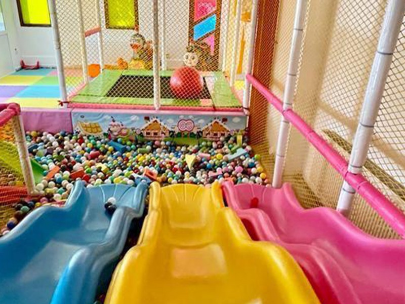Party at a children's playground with heated pool