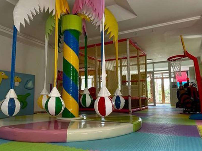 Party at a children's playground with heated pool
