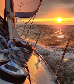 Romantic sunset sailboat ride on the Black Sea