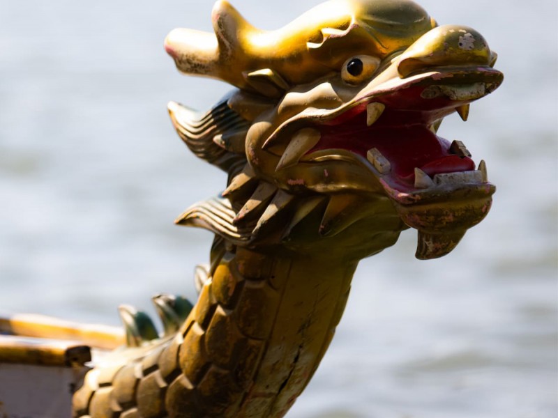 Birthday for children in dragon boat, on a lake in Bucharest
