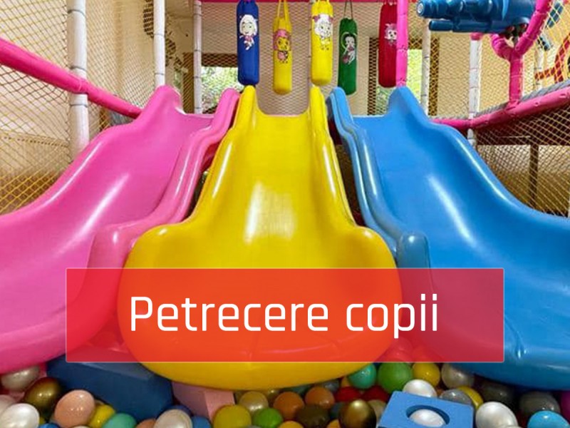 Party at a children's playground with heated pool