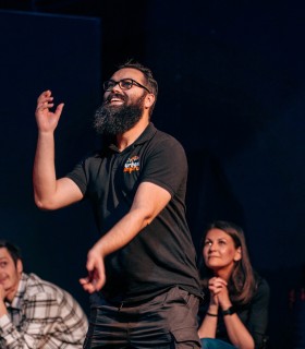 Public speaking through improvisational theater techniques for groups