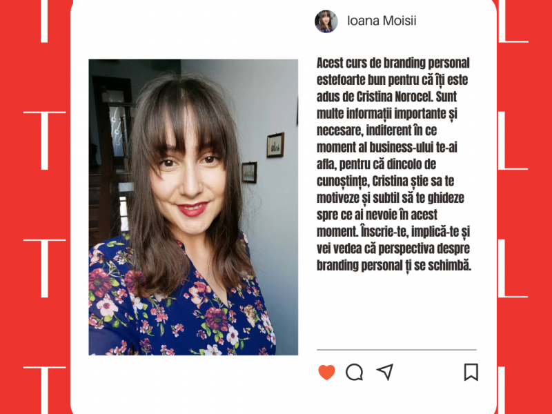 Develop your personal brand under the guidance of Cristina Norocel