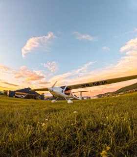A flight with an ultra light airplane over Calimani and Ceahlau Mountains, in Cluj-Napoca