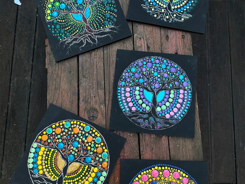 Art therapy workshop to create Mandalas in dots, in Bucharest