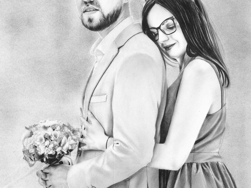 Portret in creion - cadou personalizat pentru familie si prieteni