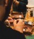 Sewing workshop of natural leather wallets for corporations in Bucharest