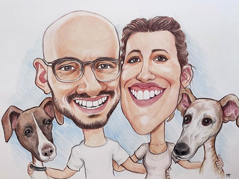 Caricatura alb negru sau color, cu livrare in toata tara