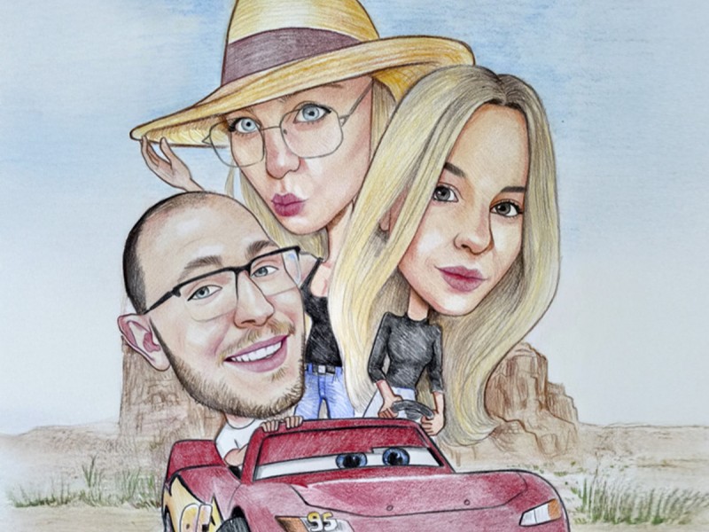 Caricatura alb negru sau color, cu livrare in toata tara