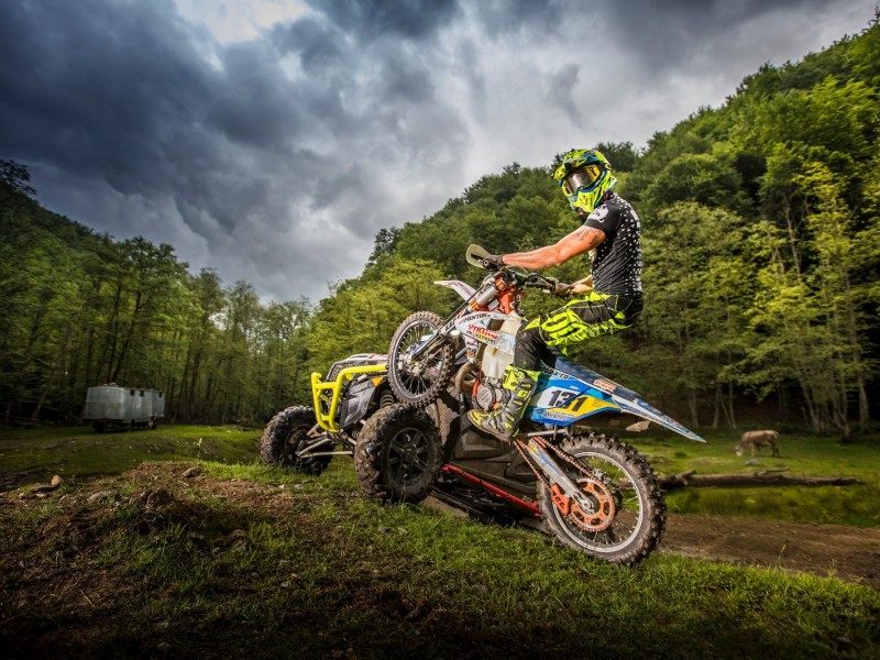 Enduro-type offroad adventure in the middle of nature